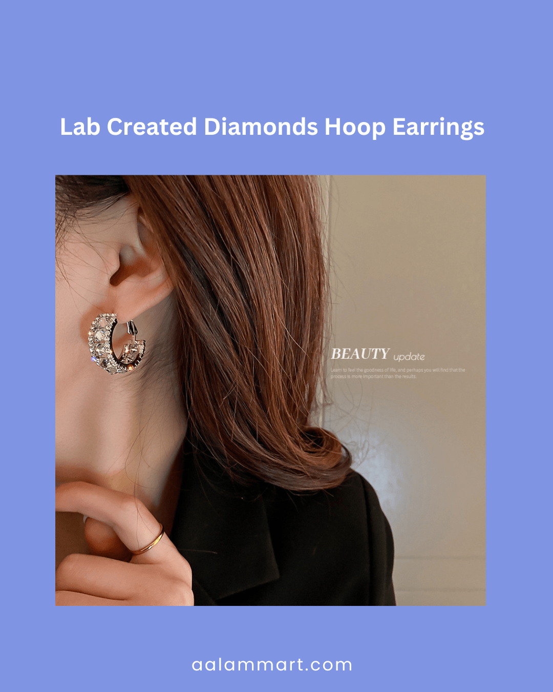 Pair of Lab - Created Diamonds Hoop Earrings - aalammart