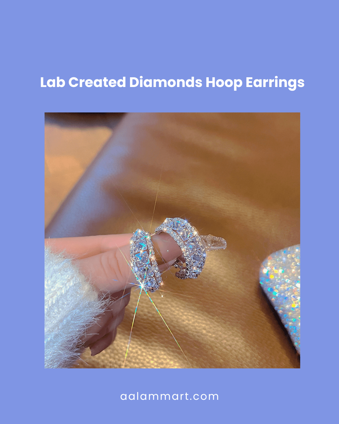 Pair of Lab - Created Diamonds Hoop Earrings - aalammart