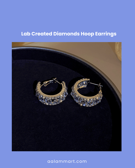 Pair of Lab - Created Diamonds Hoop Earrings - aalammart