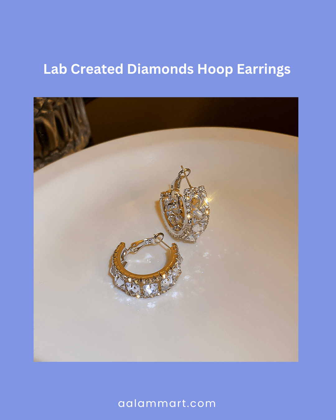 Pair of Lab - Created Diamonds Hoop Earrings - aalammart