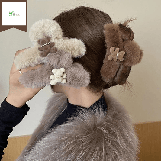 Set of 2 Large Size Fluffy Wave Hair Claw Clip. - aalammart
