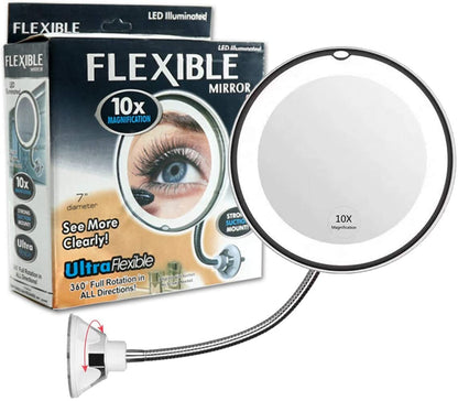 360° Flexible Light Up 10X Magnification Makeup Mirror - aalammart