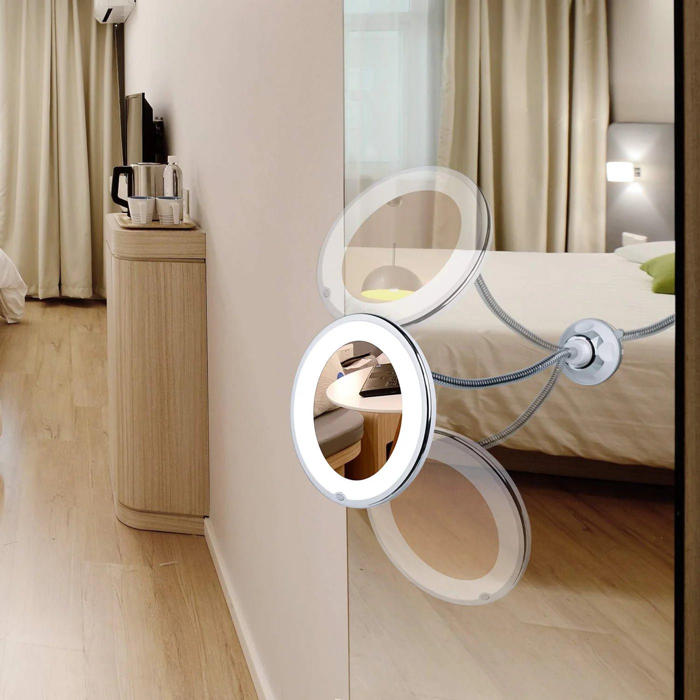 360° Flexible Light Up 10X Magnification Makeup Mirror - aalammart