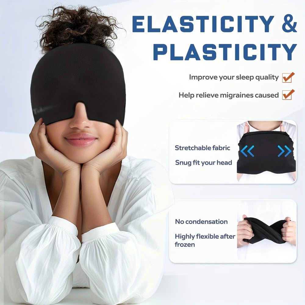 Migraine Relief Cap – Ice Head Wrap & Therapy Eye Mask. - aalammart