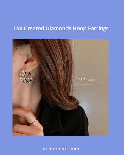 Pair of Lab - Created Diamonds Hoop Earrings - aalammart