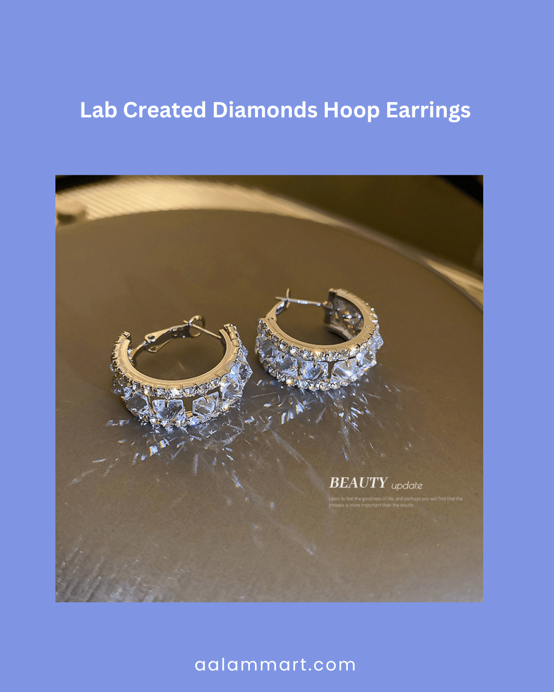 Pair of Lab - Created Diamonds Hoop Earrings - aalammart