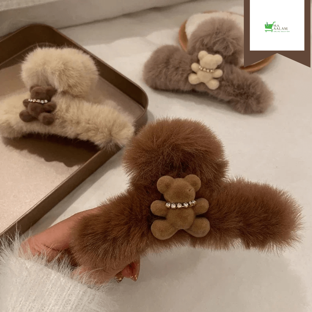 Set of 2 Large Size Fluffy Wave Hair Claw Clip. - aalammart