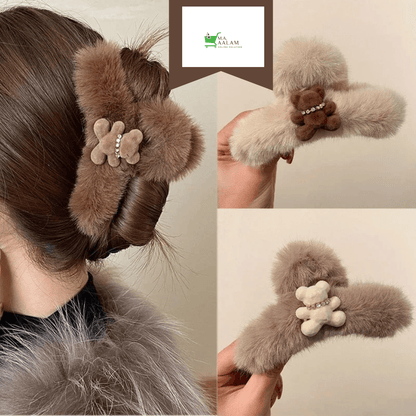 Set of 2 Large Size Fluffy Wave Hair Claw Clip. - aalammart