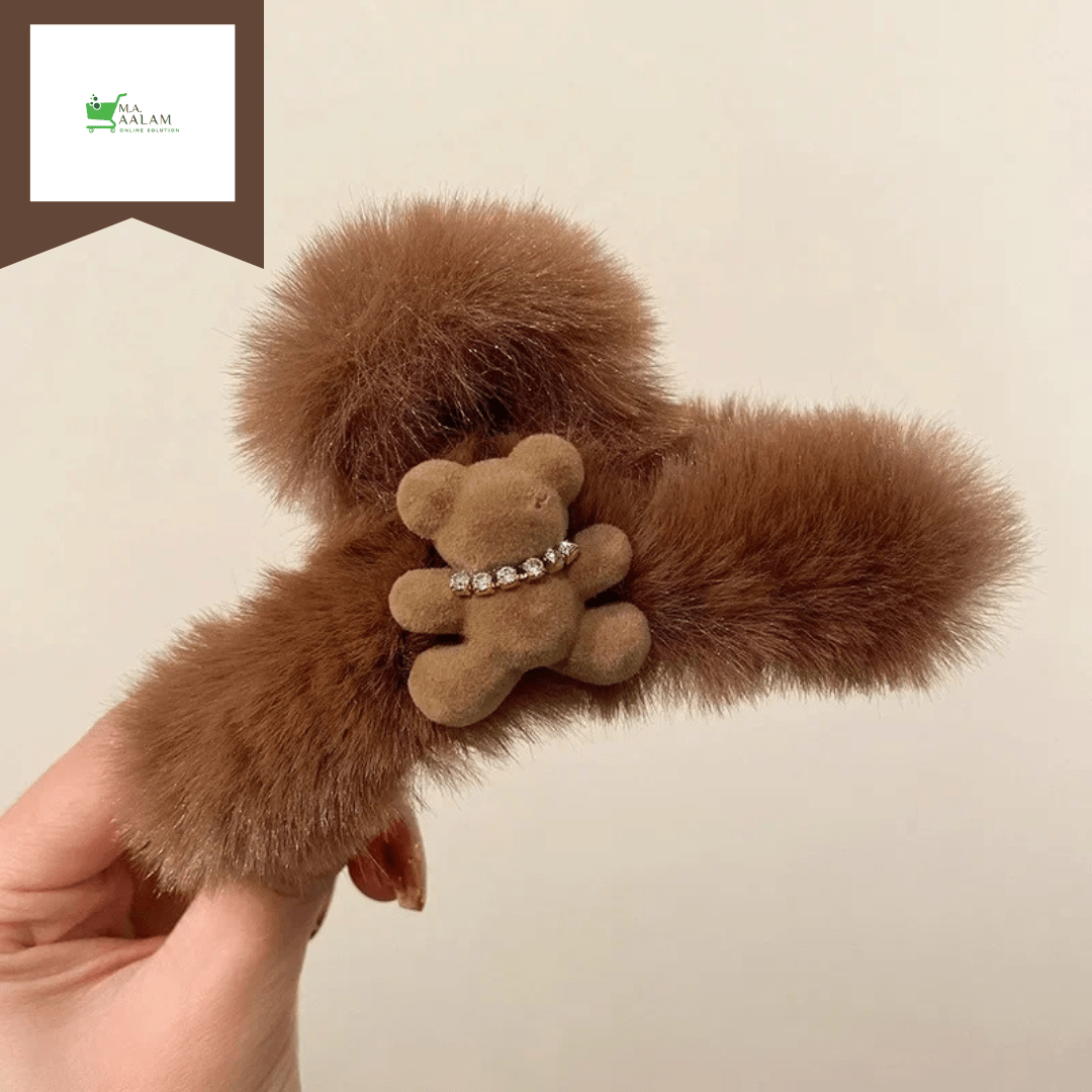 Set of 2 Large Size Fluffy Wave Hair Claw Clip. - aalammart